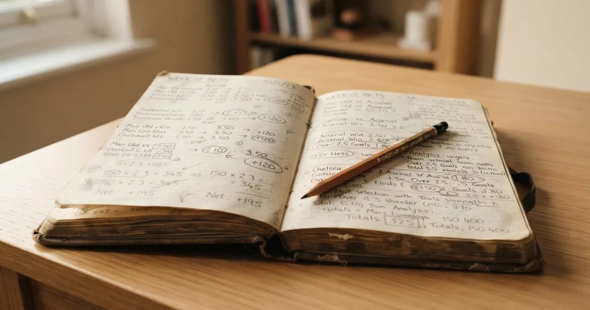 Ein Notizbuch mit handschriftlichen Stichpunkten und kleinen Skizzen liegt neben einem Bleistift auf einem hellen Tisch, Tageslicht von der Seite.